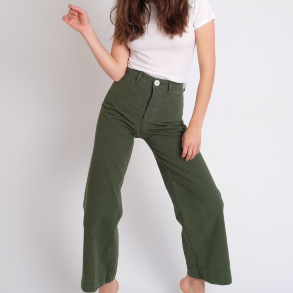 Jesse Kamm Sailor Pant, Green canvas, size 4